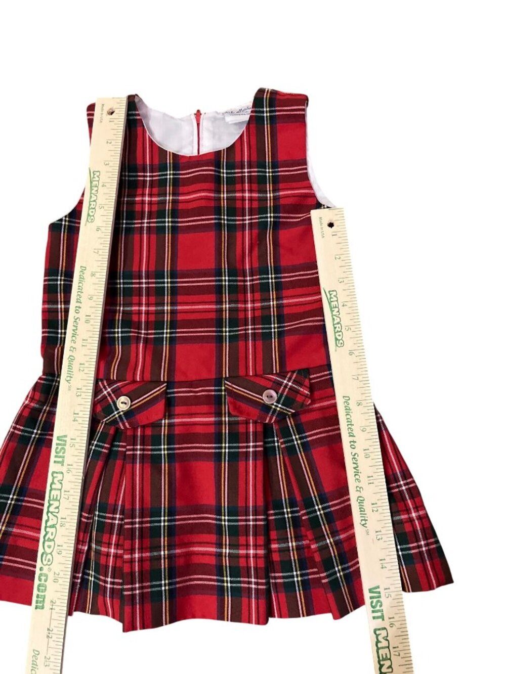 Vicki Marsha Girls 5 Red Tartan Plaid Holiday Christmas Dress Pleated Used - Picture 8 of 10